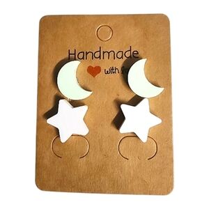 Mint Moonstar Acrylic Stud Earrings – 2 Pair
